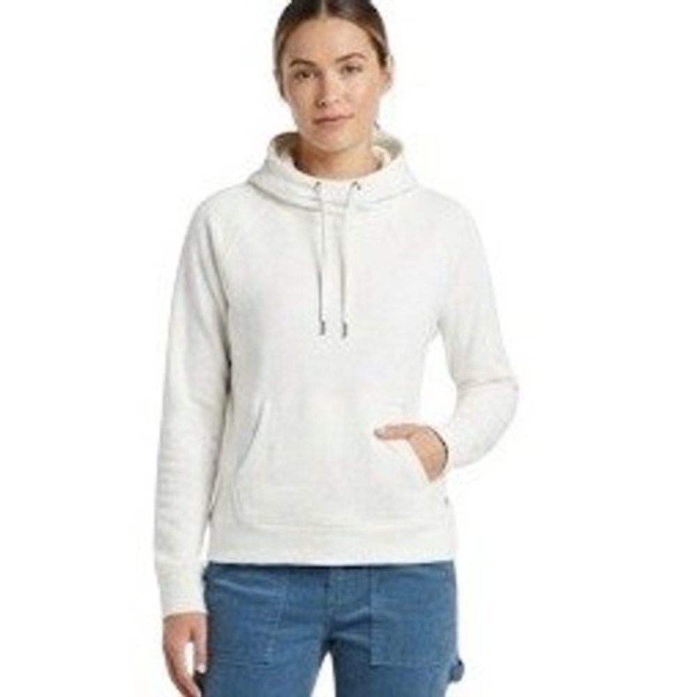 Carve Designs Sweatshirt Womens M White Rowayton Cowl Neck Kangaroo Pocket Cozy